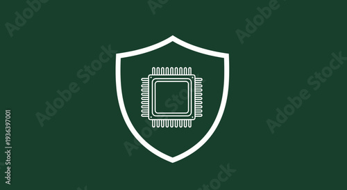 Shield Protection Microchip Security Icon Symbol.