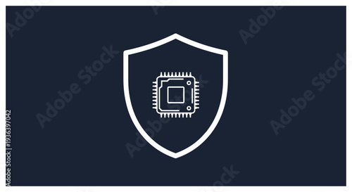 Shield Protection Security Microchip Icon Graphic.