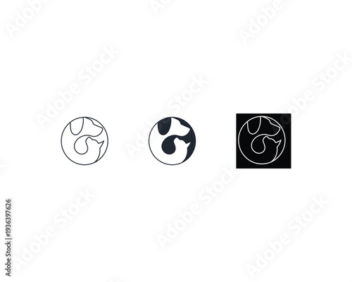 Dog and cat logo design template vector, line of pet logo design suitable for pet shop, store, cafe, business, hotel, veterinary clinic, Domestic animal vector illustration logotype, sign, symbol.