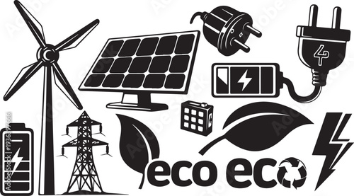 Eco friendly energy and power concept with green elements