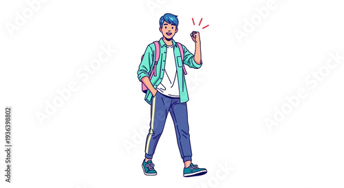 Man wearing blue jeans and green jacket is surprised