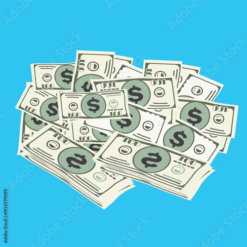 stacks of dollar bills vector illustration element design template