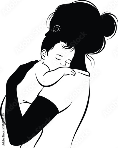 A mother tenderly embracing and kissing her baby on the cheek with love and affection