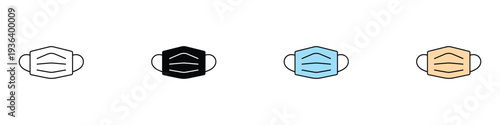 Medical face mask icon set. Protective surgical mask for health and safety symbol. Vector Illustration.