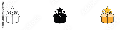 New Product icon set. Surprise package and bonus reward symbol. Vector Illustration.