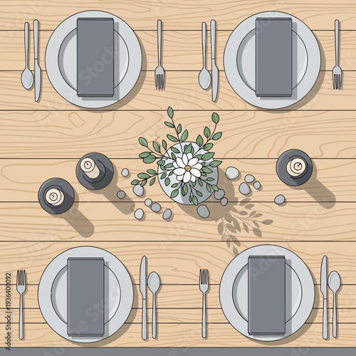 Elegant Table Setting for Six with Floral Centerpiece and Candles