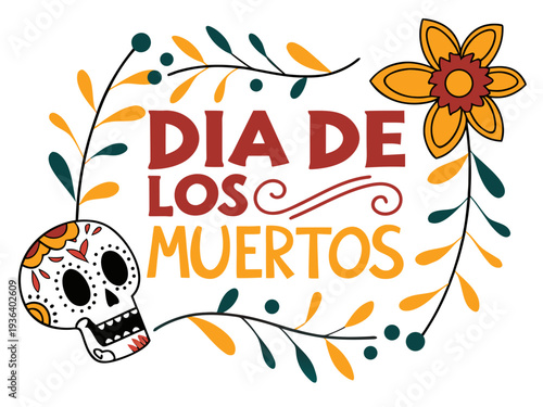Día de los Muertos poster set, day dead with skull on white background. Halloween costume. Cartoon vector illustration. Holiday Muertos