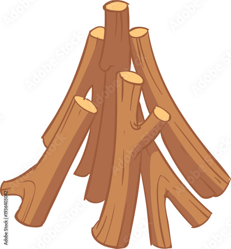 Stacking firewood. Fireplace or camping timber pile icon