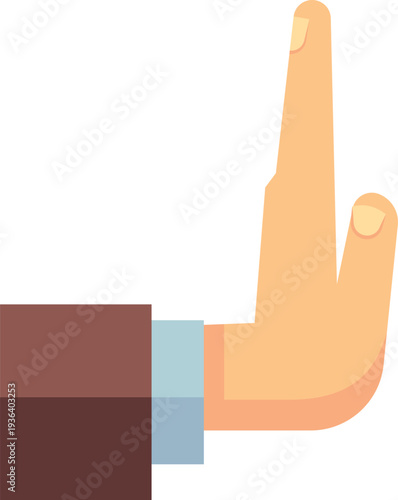 Stop gesture. Hand refuse something color icon