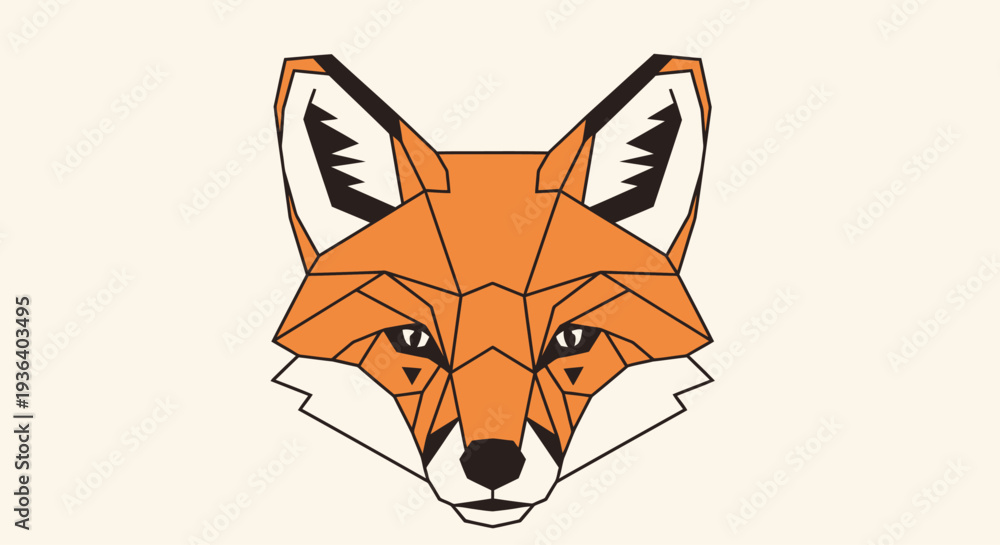 Obraz premium Geometric fox head vector illustration on light background