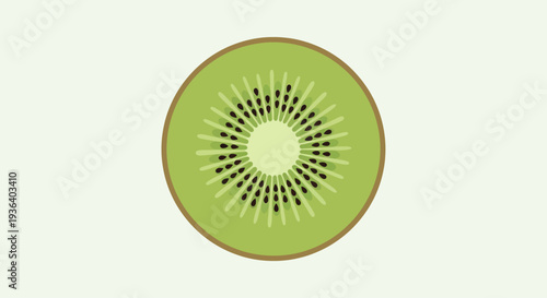 Fresh kiwi fruit slice flat design on light background