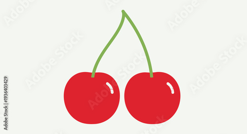Fresh red cherries flat design fruit illustration