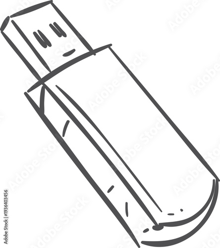 Usb flash drive sketch. Portable storage icon