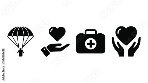 Medical emergency response and care icons