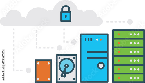 Cloud storage color concept. Web hosting service