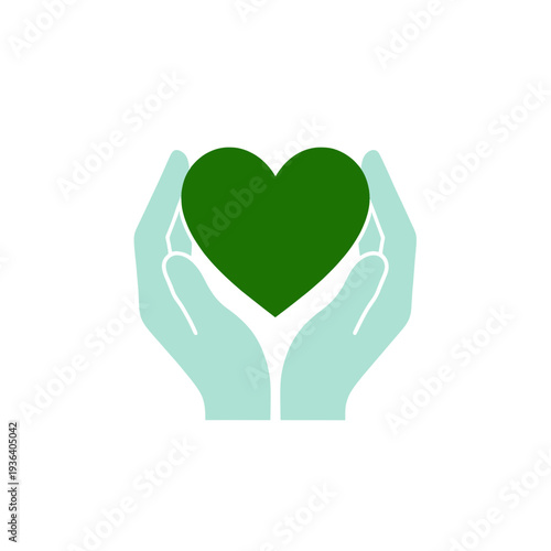 Hands Holding Heart Flat UI Icon for Health App Interface