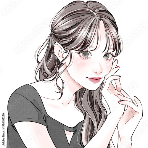 モデル風のポーズをしている女性