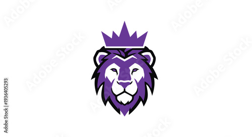 A blue lions head with a crown on its head, symbolizing royalty and power in a simple graphic design