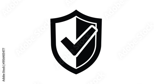 Black shield icon with checkmark on, symbolizing protection and security