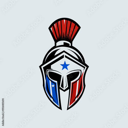 Spartan Warrior Helmet Logo with Patriotic Colors