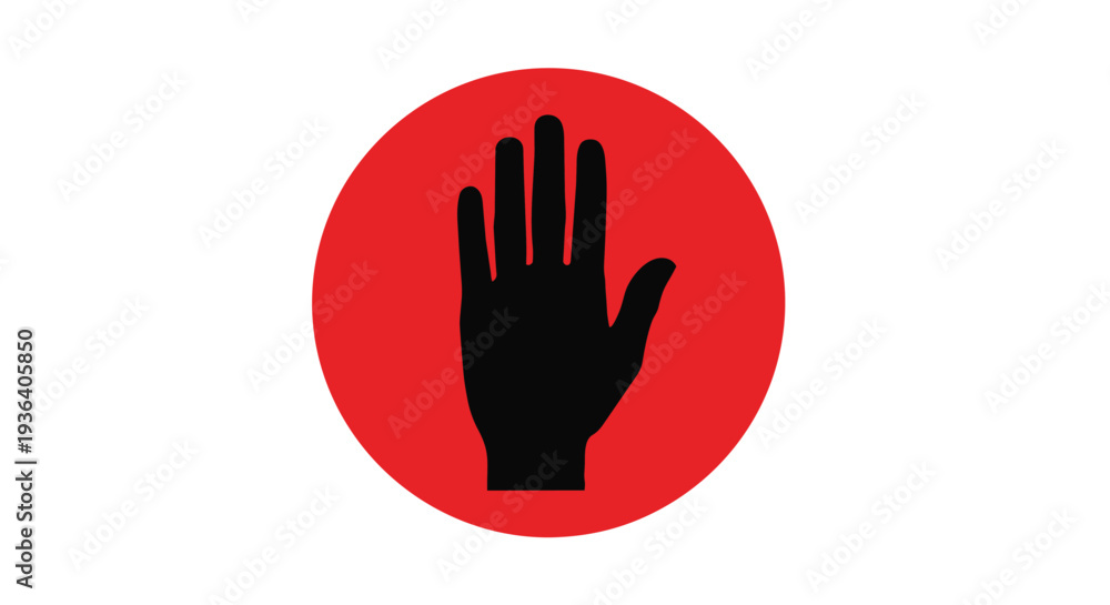 Obraz premium A black hand silhouette inside a red circle