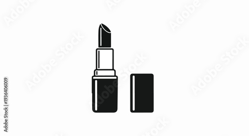 Vector lipstick icon, black and white