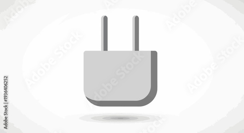 Gray electrical plug icon with shadow on white background
