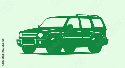 Green sport utility vehicle SUV car flat vector illustration