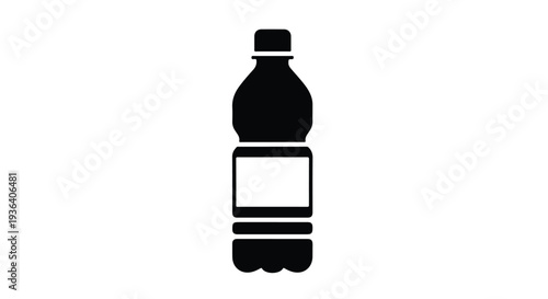 Vector black plastic water bottle icon
