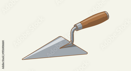 Metal trowel with wooden handle for masonry work