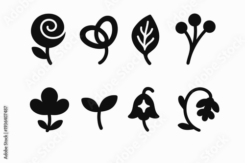 Otherworldly Floral Icons. Otherworldly floral hybrids. Filled icon set of otherworldly floral hybrids: