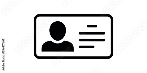 Black and white id card with person and text lines identification card person text lines simple user profile