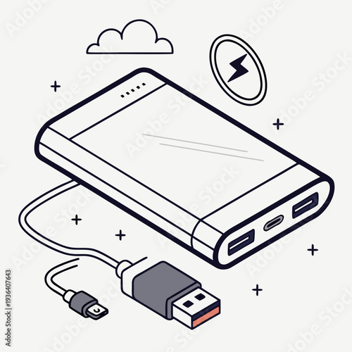Portable SSD Drive High Detail Tech Gadget Vector Icon