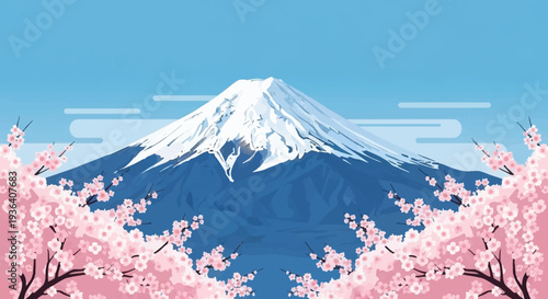 Mount Fuji Cherry Blossoms Spring Landscape