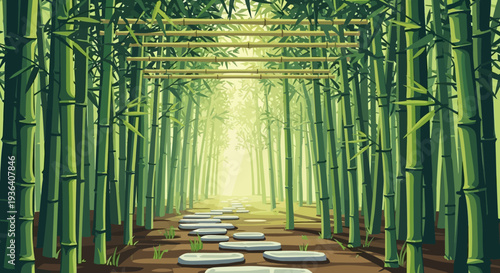 Zen Bamboo Forest Path