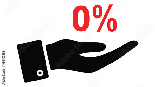 A hand with a 0 percent sign above it