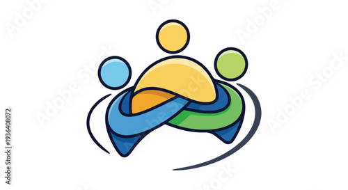 Vector illustration of 3 people teamwork collaboration icon