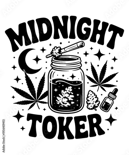 Midnight Toker Cannabis Illustration