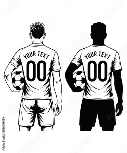 Customizable Soccer Player Silhouettes with Ball