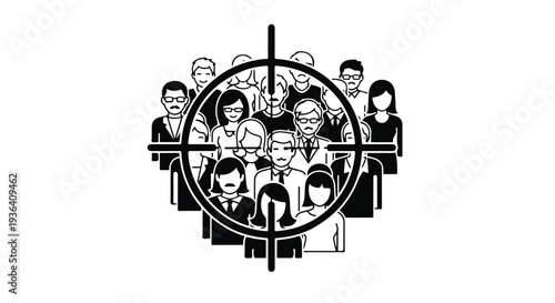 Diverse people in crosshairs vector icon