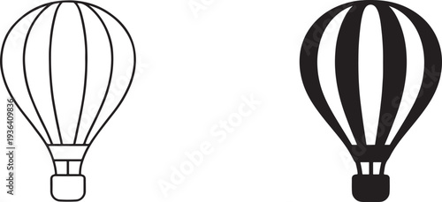 Hot air balloon ride flat vector icon for travel apps websites tourism UI and adventure design.