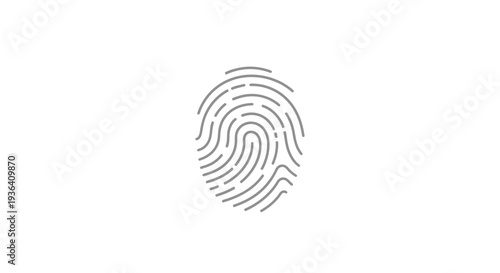 Minimalist fingerprint icon for biometric identification and security technology