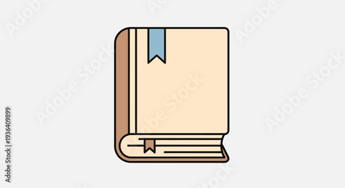 Minimalist flat design icon of closed book with bookmark