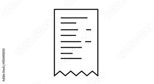 Minimalist line icon of a paper receipt or bill