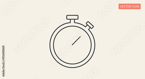 Minimalist line icon of a stopwatch for time measurement
