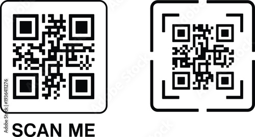 QR code vector set with scan me text for digital marketing, mobile payment, and information access