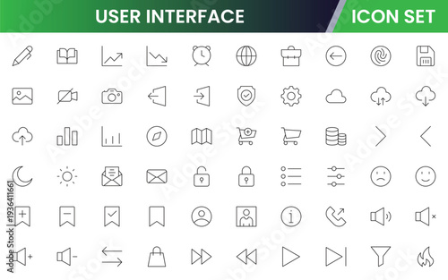 User interface icons depicting menus, buttons, navigation, dashboards, layouts, controls, interaction, usability, screens, wireframes, elements, responsiveness, accessibility, design, and functionalit