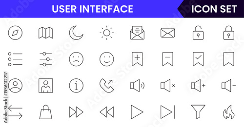 User interface icons depicting menus, buttons, navigation, dashboards, layouts, controls, interaction, usability, screens, wireframes, elements, responsiveness, accessibility, design, and functionalit