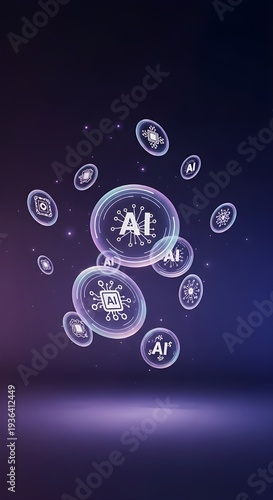 Wallpaper Mural Artificial intelligence and the future of technology represented by glowing digital icons and abstract futuristic background Torontodigital.ca