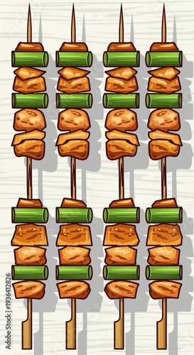 Grilled Chicken Skewers with Green Peppers